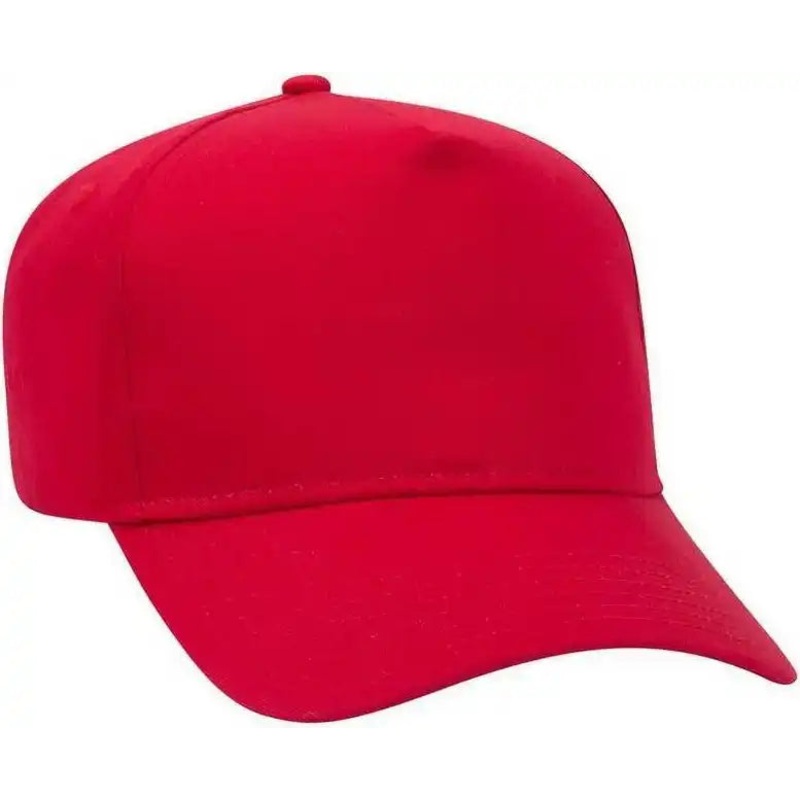 OTTO 31-538 Cotton Twill 5 Panel Pro Style Cap with Fabric Adjustable Hook – Red