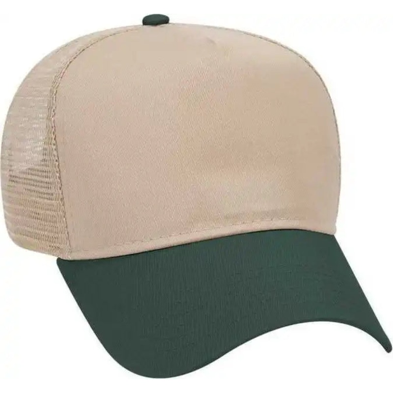 OTTO 32-285 100% Nylon Mesh Back Cotton Twill 5 Panel Pro Style Mesh Back Cap – Dark Green Khaki
