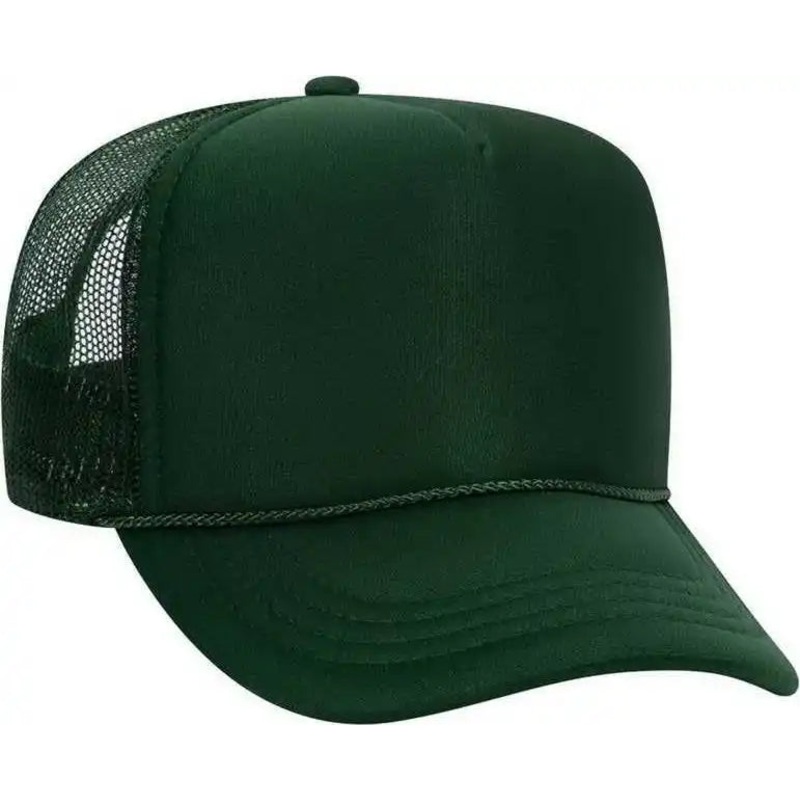 OTTO 39-165 Youth 5 Panel Foam High Crown Mesh Back Trucker Snapback Cap – Dark Green