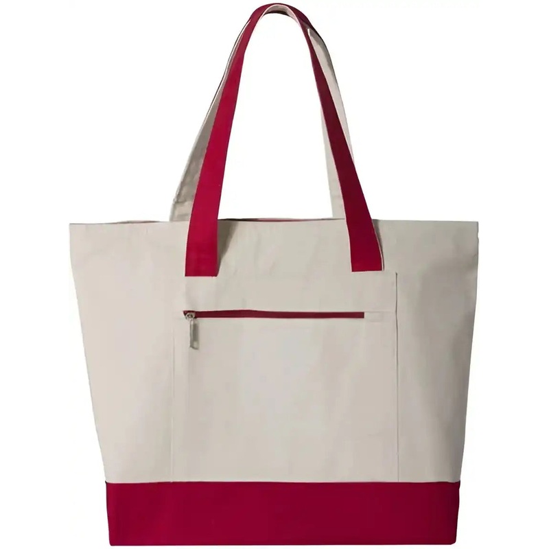 Q-Tees Q1300 19L Zippered Tote – Natural Red