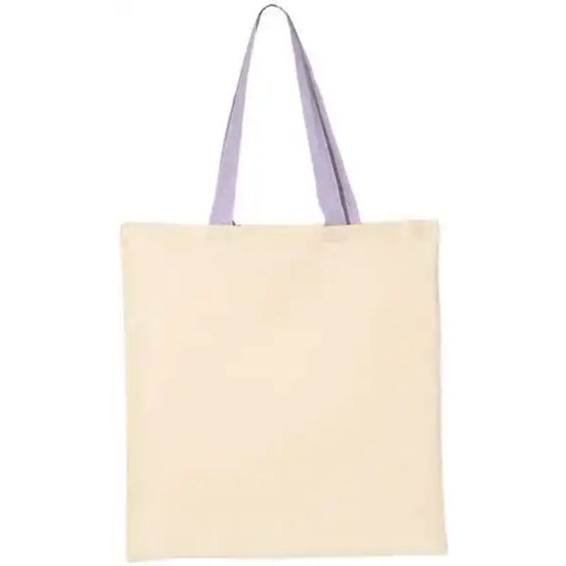 Q-Tees QTB6000 Economical Tote with Contrast-Color Handles – Natural Lavender