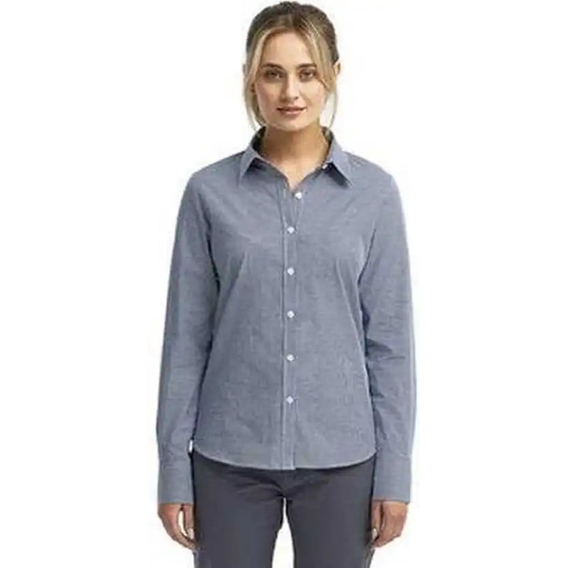 Artisan Collection by Reprime RP320 Ladies’ Microcheck Gingham Long-Sleeve Cotton Shirt – Navy White