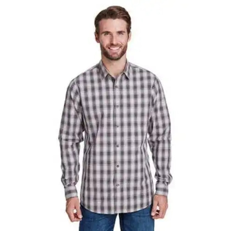 Artisan Collection by Reprime RP250 Men’s Mulligan Check Long-Sleeve Cotton Shirt – Steel Black