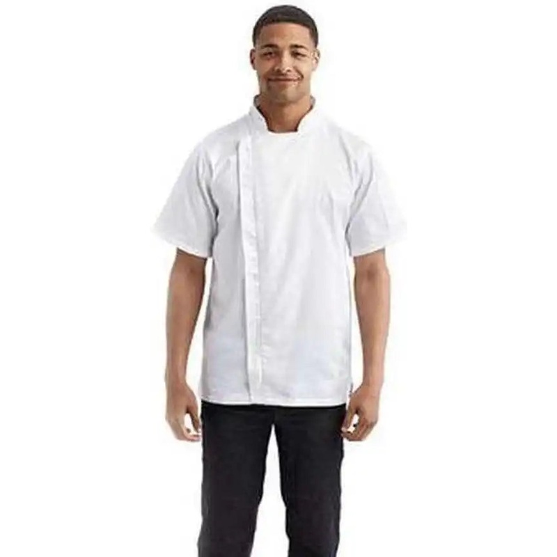 Artisan Collection by Reprime RP906 Unisex Zip-Close Short Sleeve Chef’s Coat – White