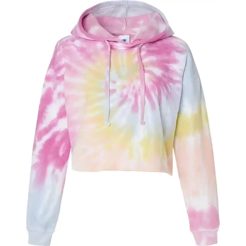Colortone 8333 Women’s Tie-Dyed Crop Hooded Sweatshirt – Desert Rose