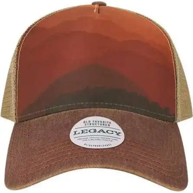 Legacy OFAFP Old Favorite Five-Panel Trucker Cap – Mt Sunset Maroon Khaki