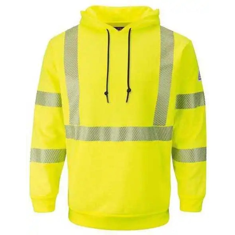 Bulwark SMH4L Hi-Visibility Pullover Hooded Fleece Sweatshirt – Long Sizes – HV-Fluorescent Yellow Green