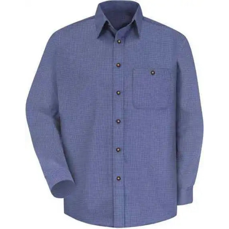 Red Kap SP74 Mini-Plaid Uniform Long Sleeve Shirt – Gray Blue Plaid – 345