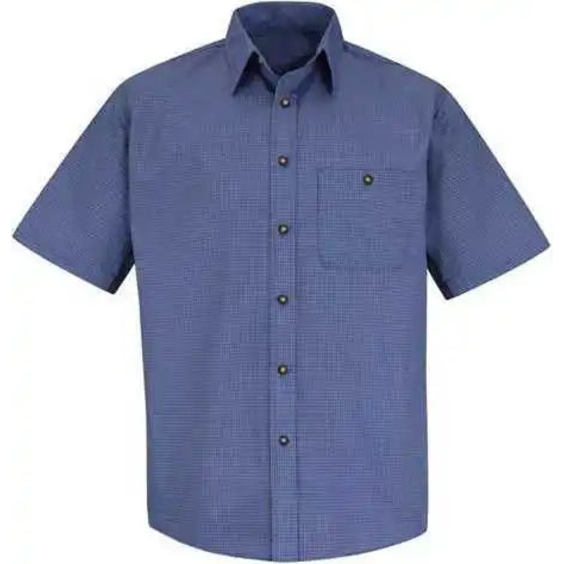 Red Kap SP84 Mini-Plaid Uniform Short Sleeve Shirt – Gray Blue Plaid