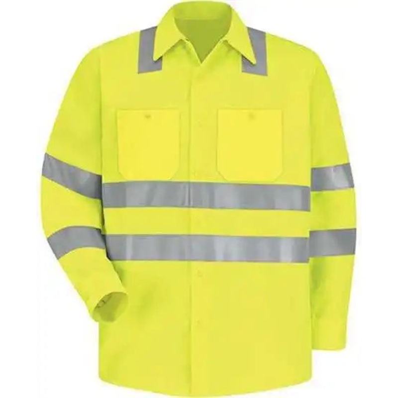 Red Kap SS14HV High Visibility Safety Long Sleeve Work Shirt – AB-Fluorescent Yellow Green