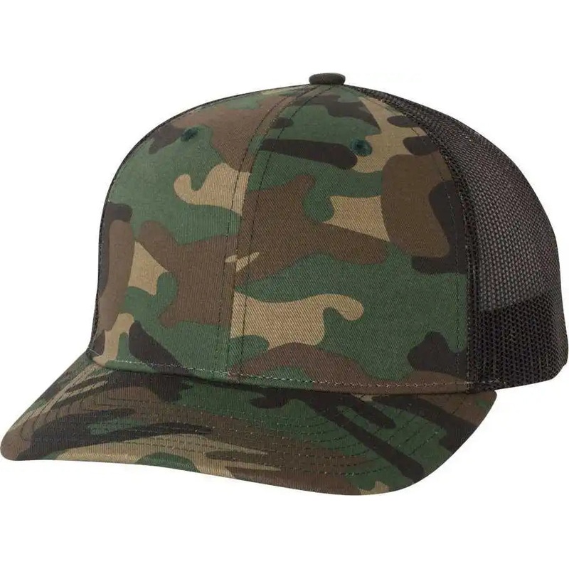Richardson 112P Patterned Snapback Trucker Caps – Army Camo Black