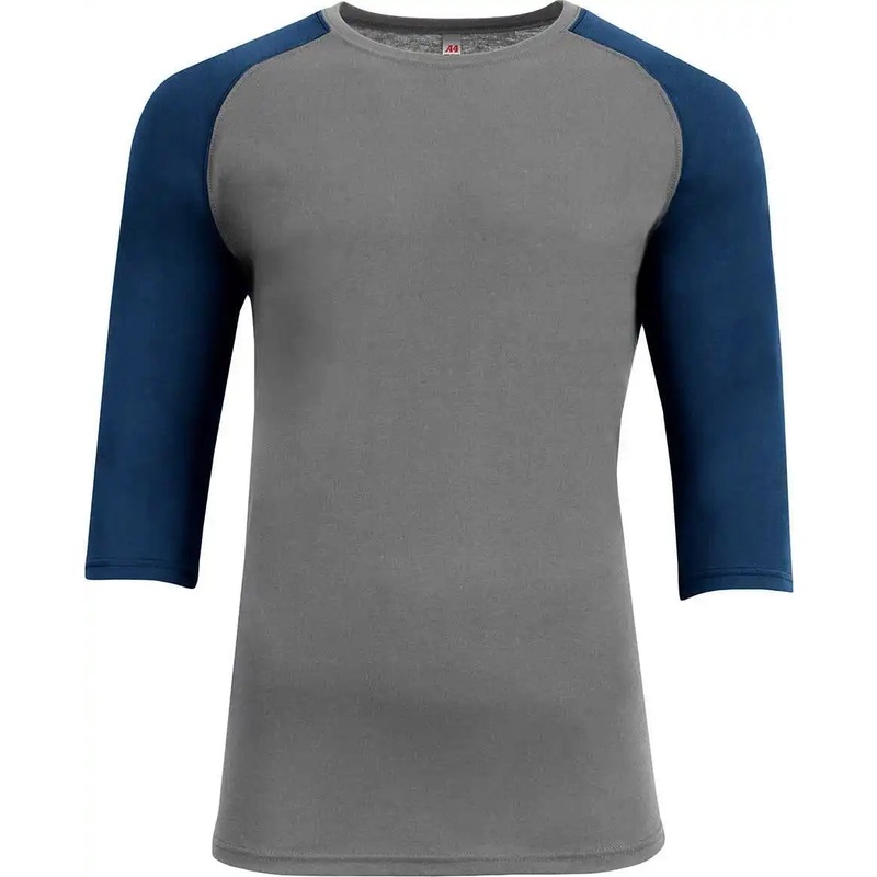 A4 N3514 Unisex Softek Quarter-Sleeve Color Block Raglan T-Shirt – Graphite Navy