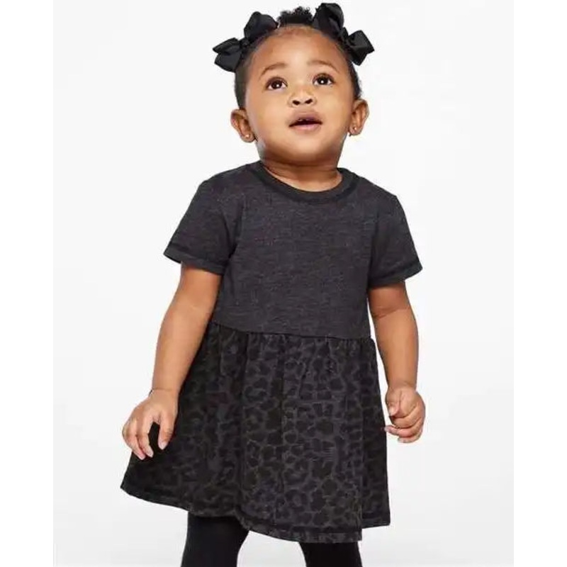 Rabbit Skins 5333 Toddler Fine Jersey Dress – Vintage Smoke Black Leopard
