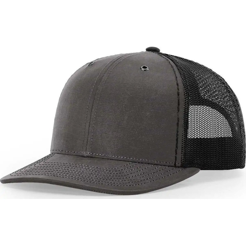 Richardson 112WF Oil Cloth Trucker Caps – Charcoal Black