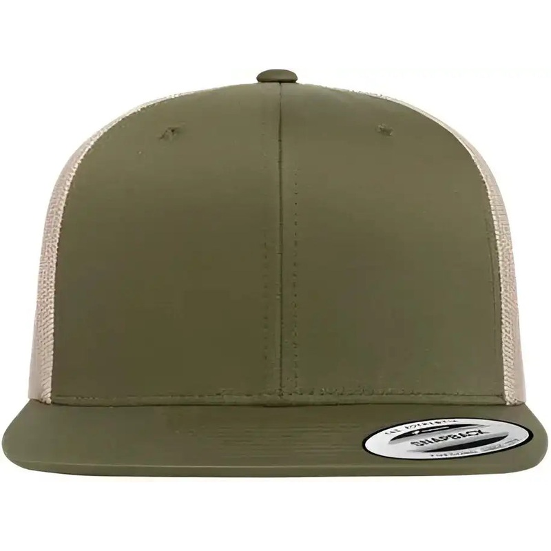 Yupoong 6609 Retro High Profile Trucker Cap – Moss Green Khaki