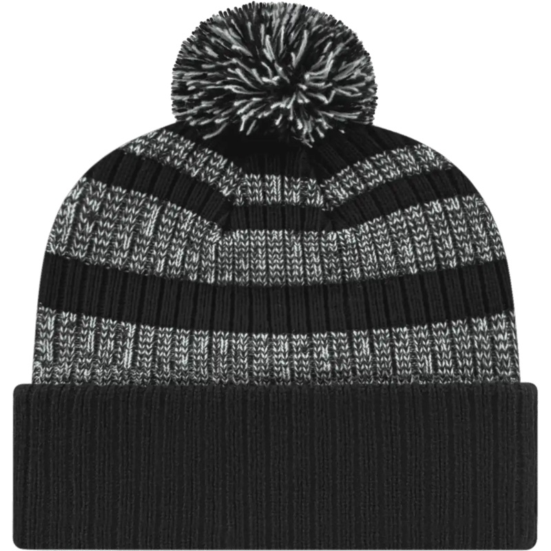 Cap America iK57 Heavy Ribbed Knit Cap with Cuff Beanie – Black White