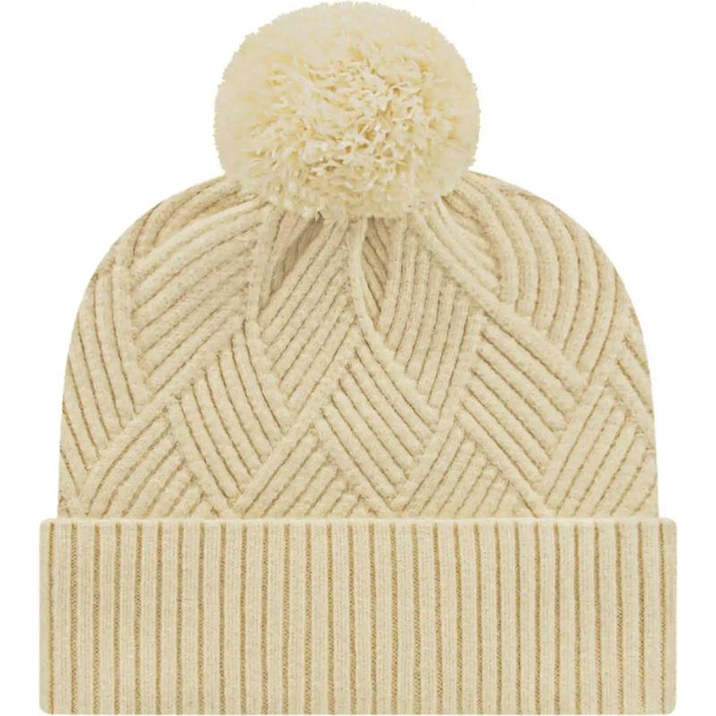 Cap America ik8554 Premium Diagonal Weave Knit Cap with Cuff Beanie – Ivory