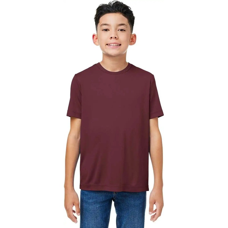CORE365 CE10Y Youth Capital Performance T-Shirt – BURGUNDY