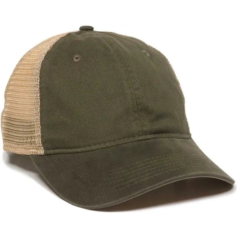 OC Sports PWT-200M Adjustable Mesh Back Cap – Olive Tea Stain
