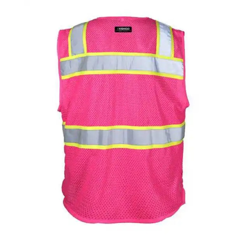 Kishigo B150-156 EV Series Enhanced Visibility 3 Pocket Mesh Vest – Pink Lime – B156