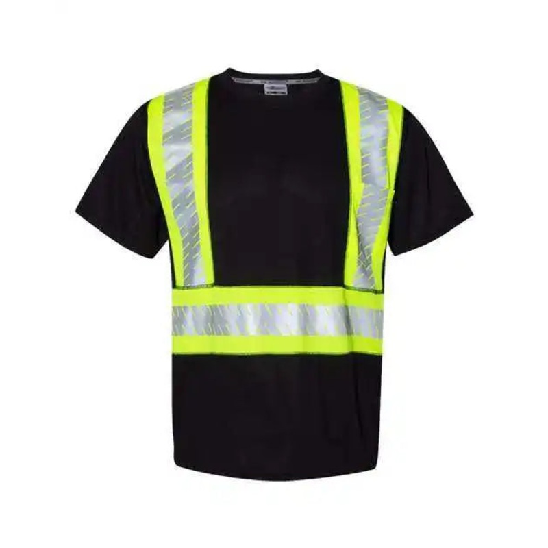 Kishigo B200-204 EV Series Enhanced Visibility Contrast Pocket T-Shirt – Black Lime – B200