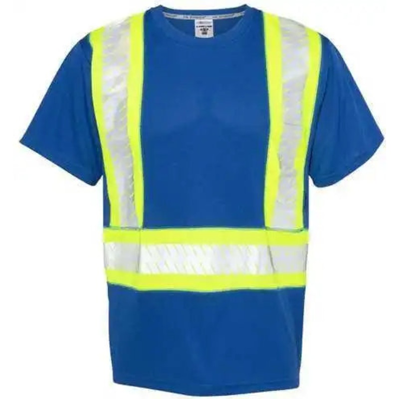 Kishigo B200-204 EV Series Enhanced Visibility Contrast Pocket T-Shirt – Royal Blue Lime – B202