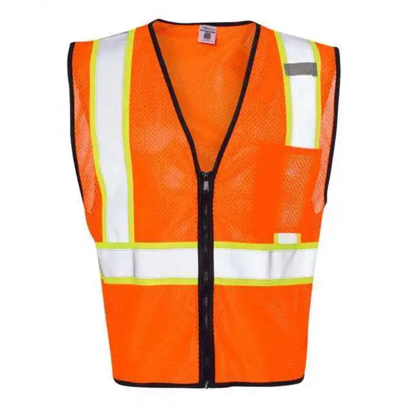 Kishigo 1527-1528 Economy Contrasting Vest with Zippered Front – Orange