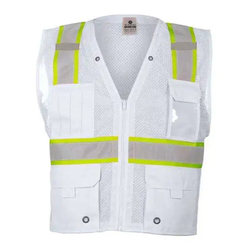 Kishigo B100-111 EV Series Enhanced Visibility Multi-Pocket Mesh Vest – White – B105