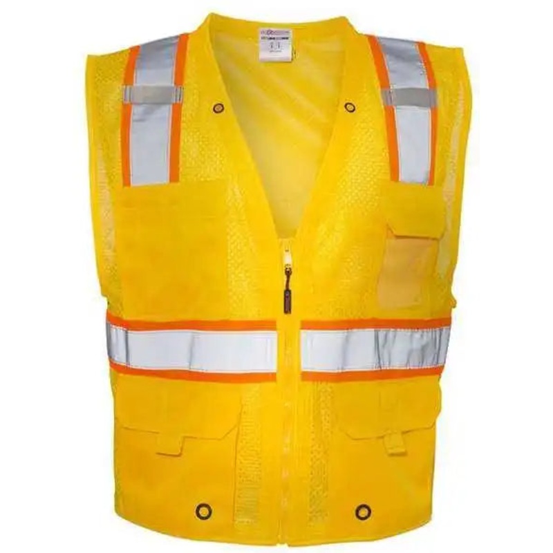 Kishigo B100-111 EV Series Enhanced Visibility Multi-Pocket Mesh Vest – Yellow Orange – B106