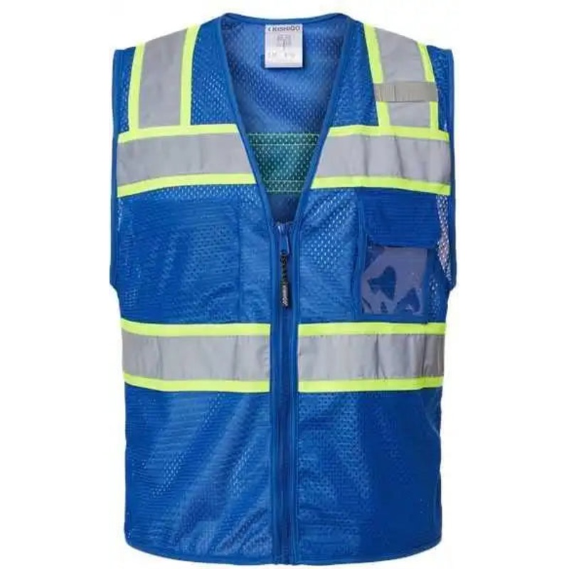 Kishigo B150-156 EV Series Enhanced Visibility 3 Pocket Mesh Vest – Royal Blue Lime – B152