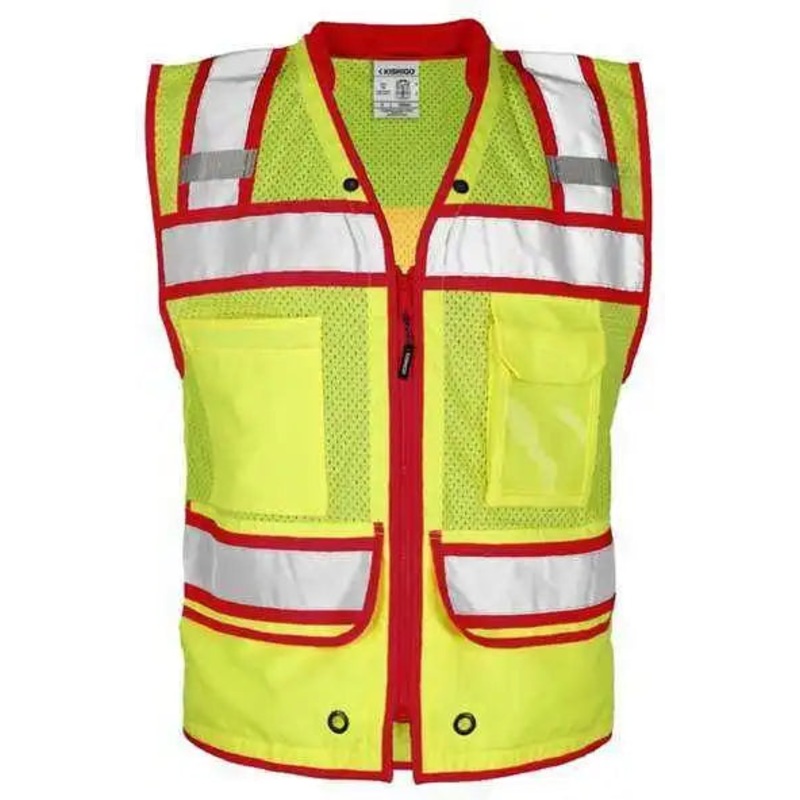 Kishigo S5042-5046 Color Contrast High Performance Surveyors Vest – Lime Red – S5043
