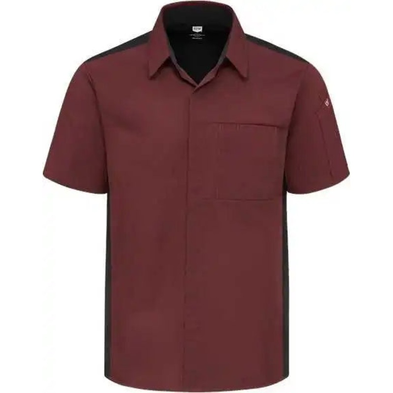 Chef Designs 502M Poplin Airflow Cook Shirt with OilBlok – Merlot Heather Black