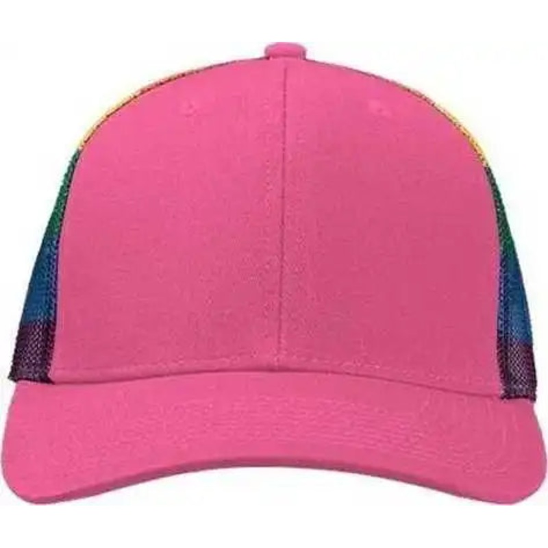Kati S700M Printed Mesh Trucker Cap – Hot Pink Rainbow
