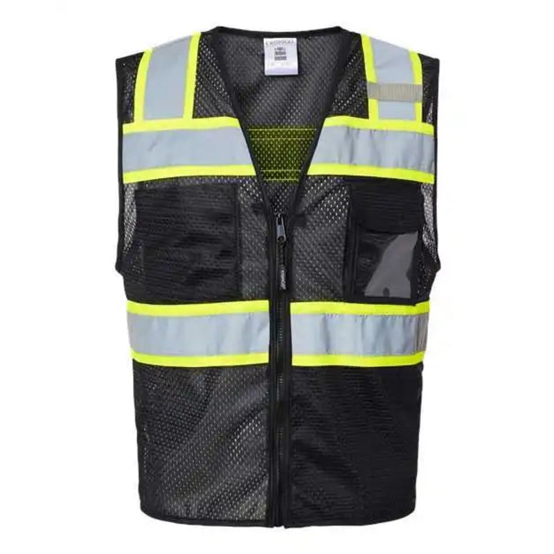 Kishigo B150-156 EV Series Enhanced Visibility 3 Pocket Mesh Vest – Black Lime – B150