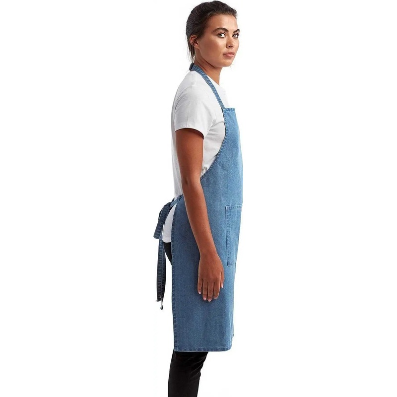 Artisan Collection by Reprime RP154 Unisex ‘Colours’ Sustainable Pocket Bib Apron – Blue Denim