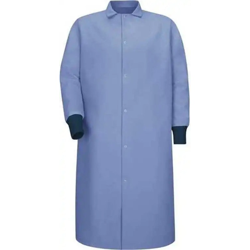 Red Kap KS60 Gripper-Front Pocketless Butcher Coat With Knit Cuffs – Light Blue