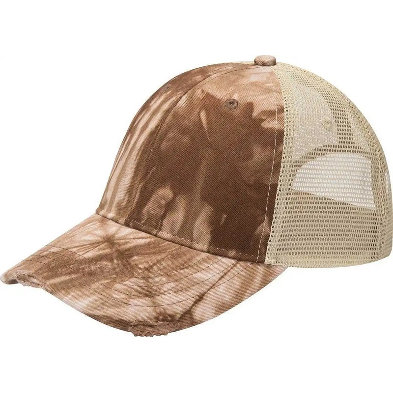Adams OL102 Distressed Ollie Cap – Brown Tie Dye Tan