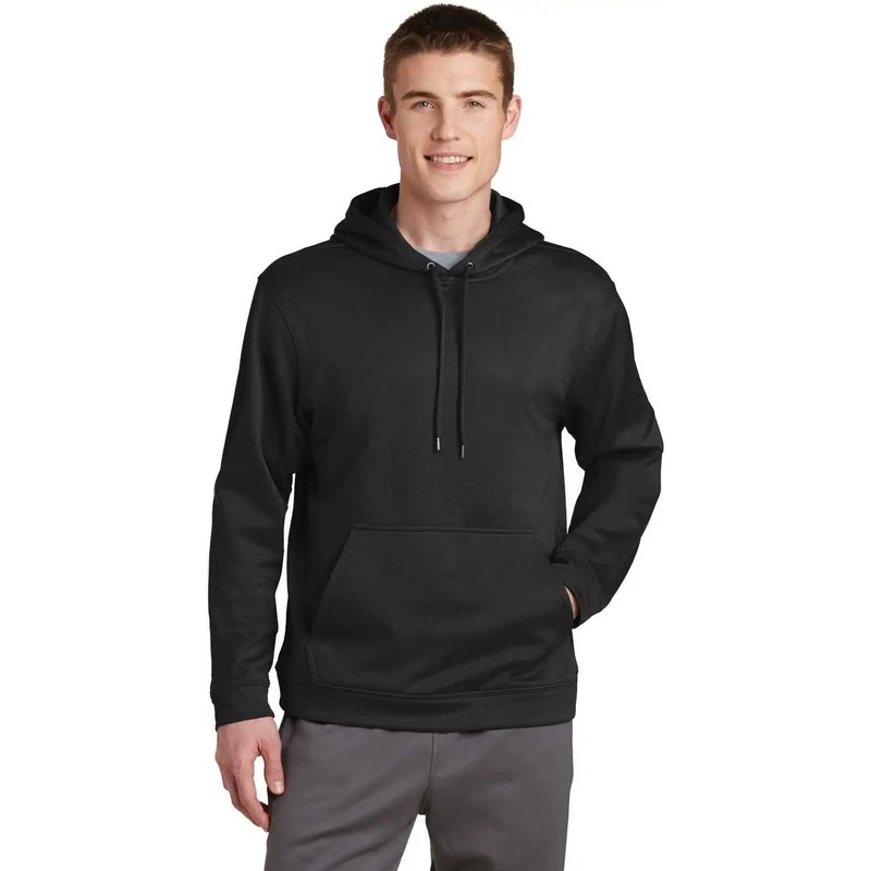 Sport-Tek F244 Sport-Wick Fleece Hooded Pullover – Black