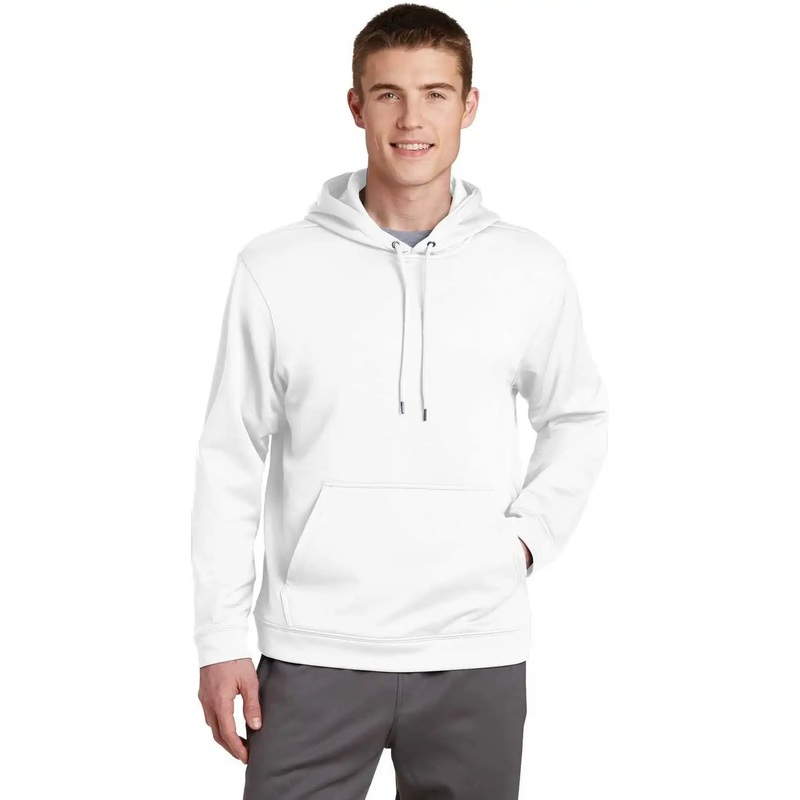 Sport-Tek F244 Sport-Wick Fleece Hooded Pullover – White