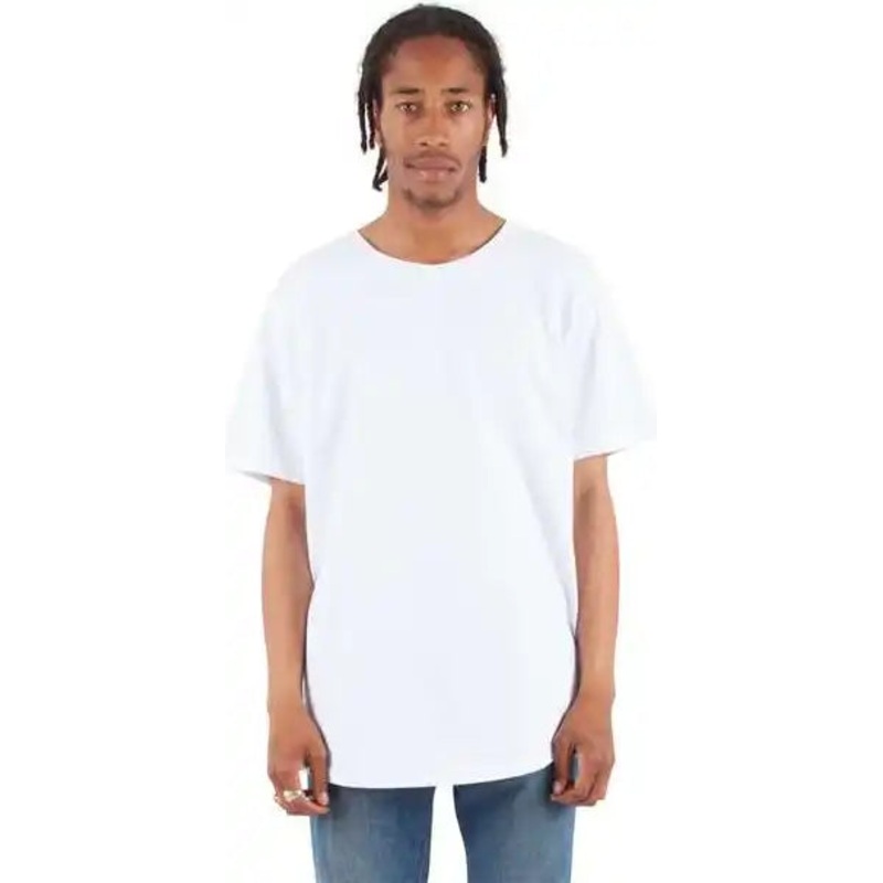 Shaka Wear SHCLT Unisex Curved Hem Long T-Shirt – White