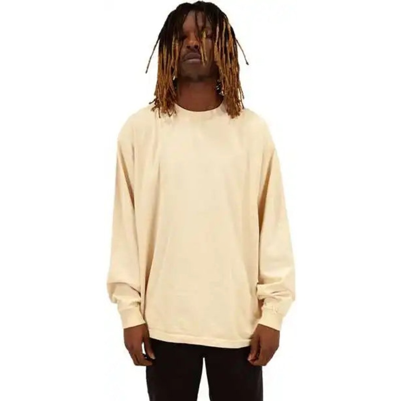 Shaka Wear SHGDLS Men’s Garment-Dyed Long Sleeve T-Shirt – Cream