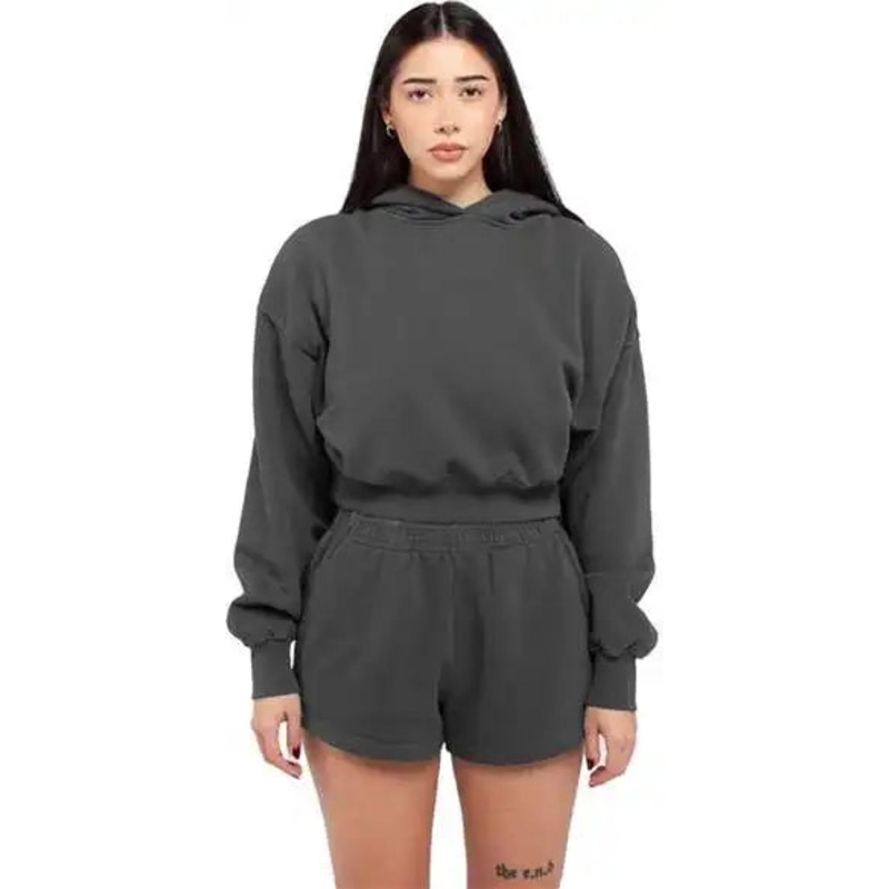 Shaka Wear SHGWC Women’s Garment-Dye Crop Hooded Sweatshirt – Shadow