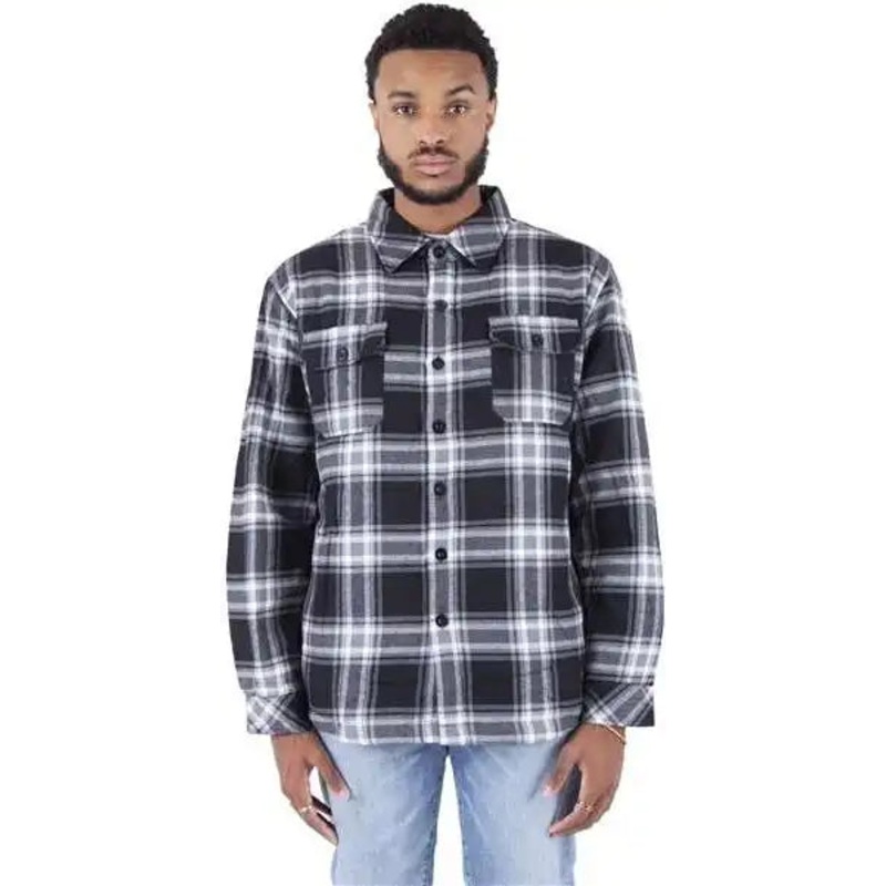 Shaka Wear SHPFJ Men’s Plaid Flannel Jacket – Black