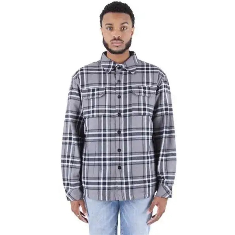Shaka Wear SHPFJ Men’s Plaid Flannel Jacket – Dark Gray