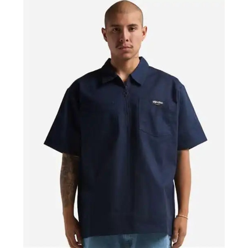 Shaka Wear SHQZWS Men’s Work Heavyweight Quarter-Zip Short Sleeve Shirt – Navy