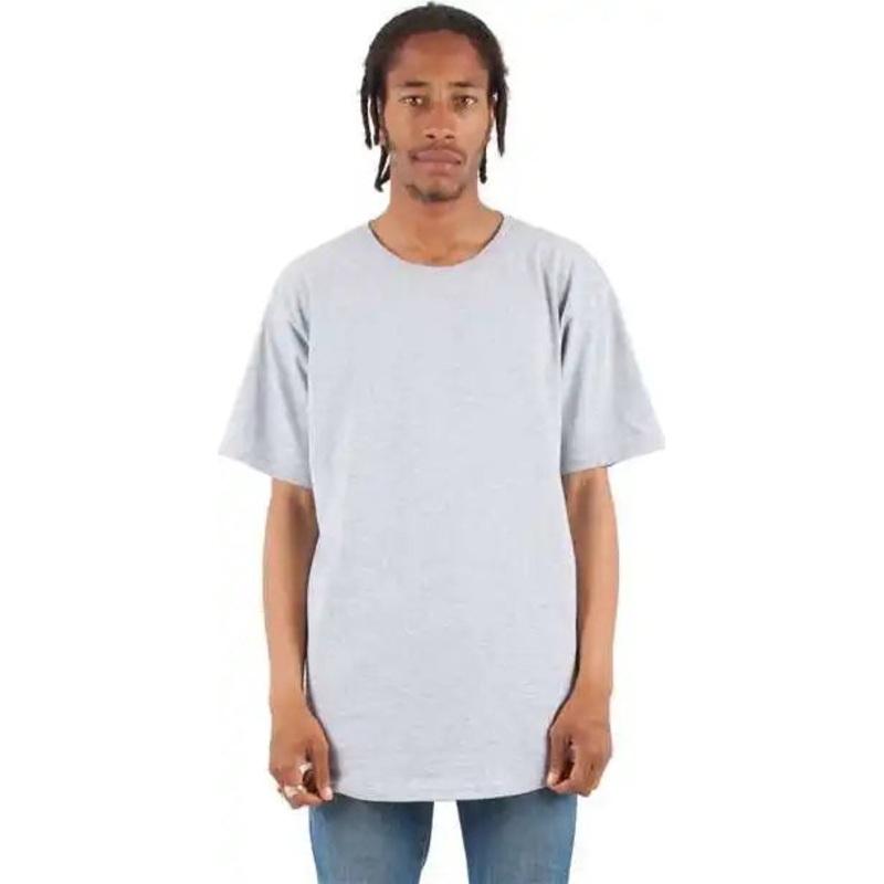 Shaka Wear SHCLT Unisex Curved Hem Long T-Shirt – Heather Gray