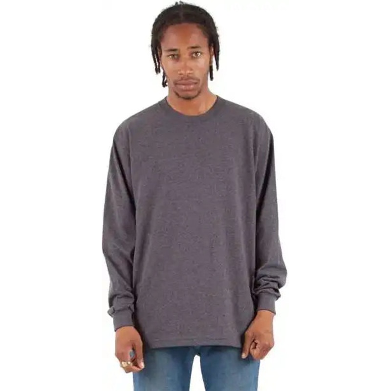 Shaka Wear SHMHLS Men’s Max Heavyweight Long Sleeve T-Shirt – Charcoal Gray Heather