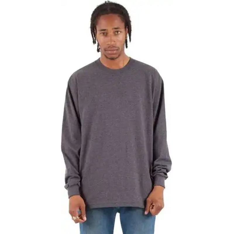 Shaka Wear SHMHLST Men’s Tall Max Heavyweight Long Sleeve T-Shirt – Charcoal Gray Heather