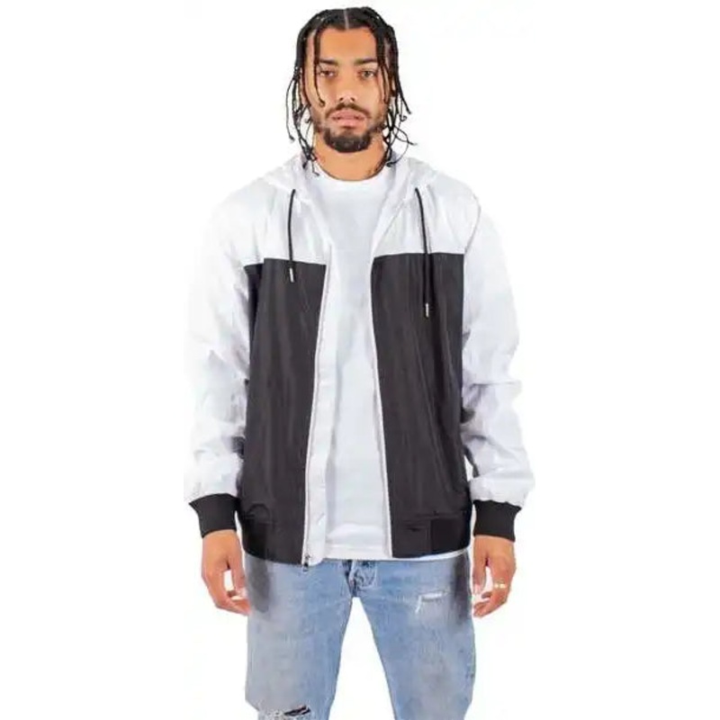 Shaka Wear SHWBJ Unisex Windbreaker Jacket – White/ Black