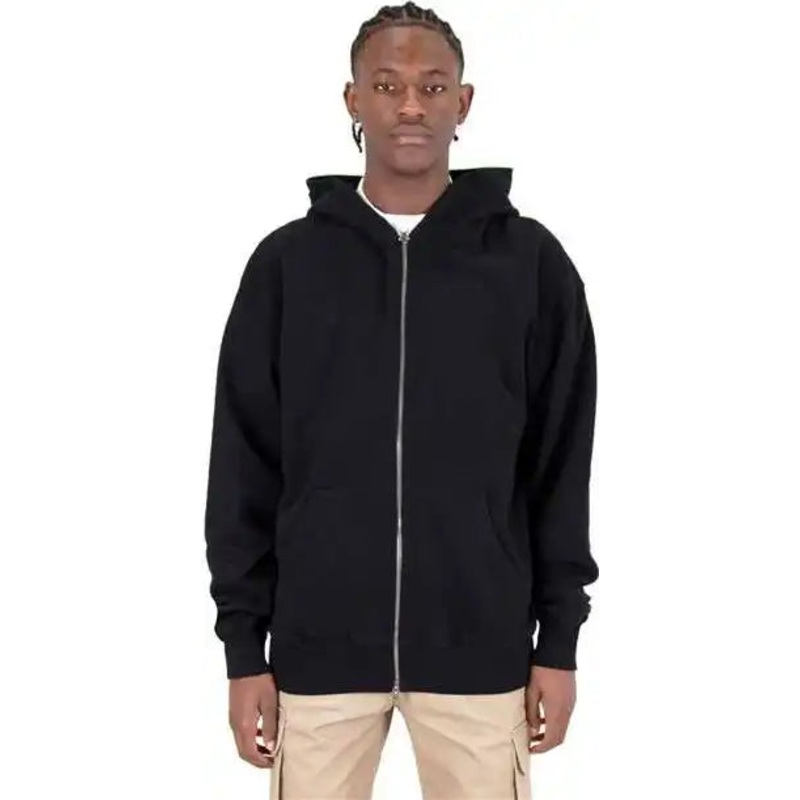 Shaka Wear SHGDZ Men’s Garment-Dyed Double-Zip Hooded Sweatshirt – Black